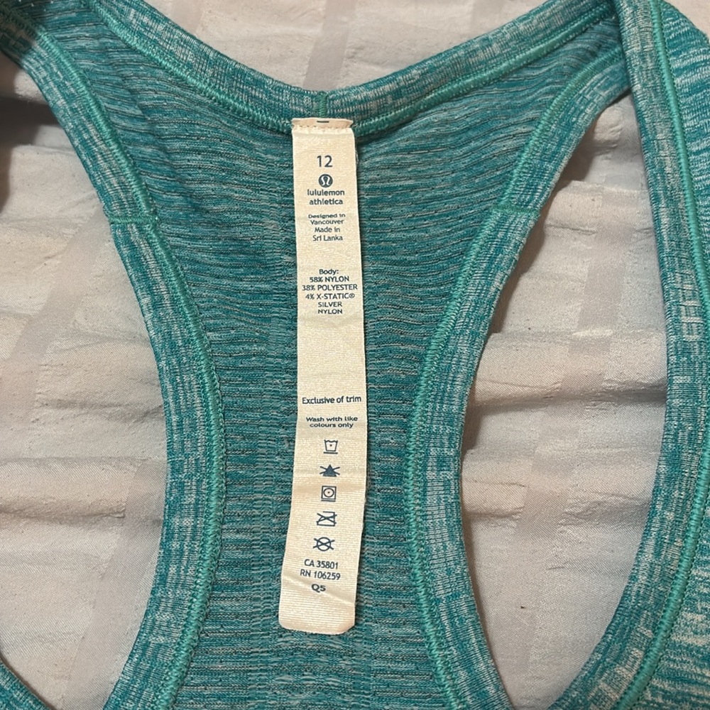 Lululemon Swiftly Tech Racerback Heathered Peacock Size 12 - Picture 6 of 9